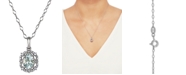 Macy's Aquamarine (5/8 ct. t.w.) & Diamond (1/10 ct. t.w.) 18" Pendant Necklace in 14k White Gold